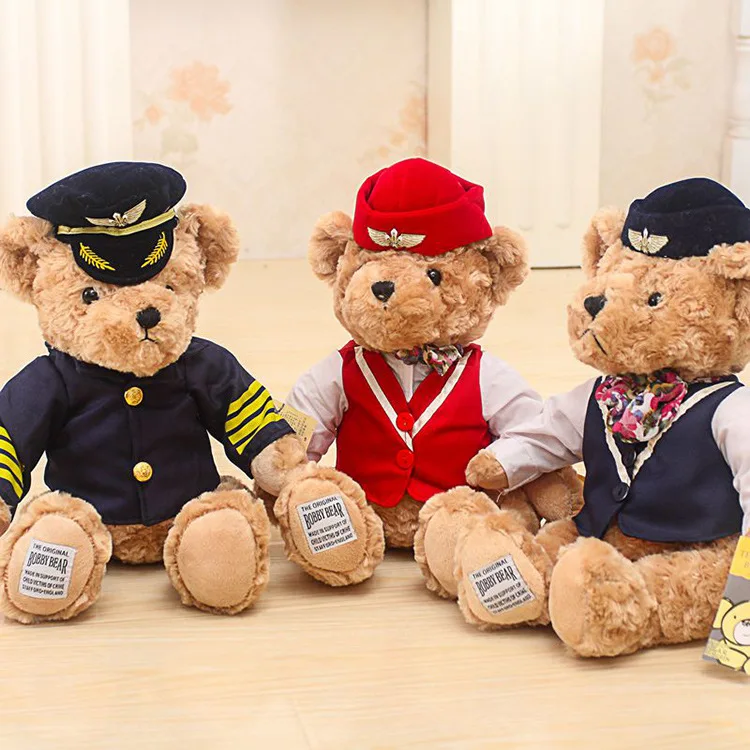 

Plush Toy Captain Stewardess Teddy Bear Doll Children's Day Gift Anime Plush Stuffed Toy Xmas Gift