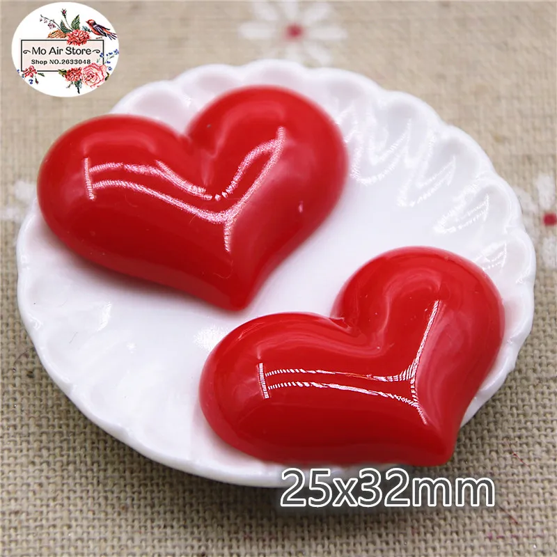 10pcs Red Heart  Resin Flackback Cabochon Art Supply Decoration Charm Craft DIY accessories