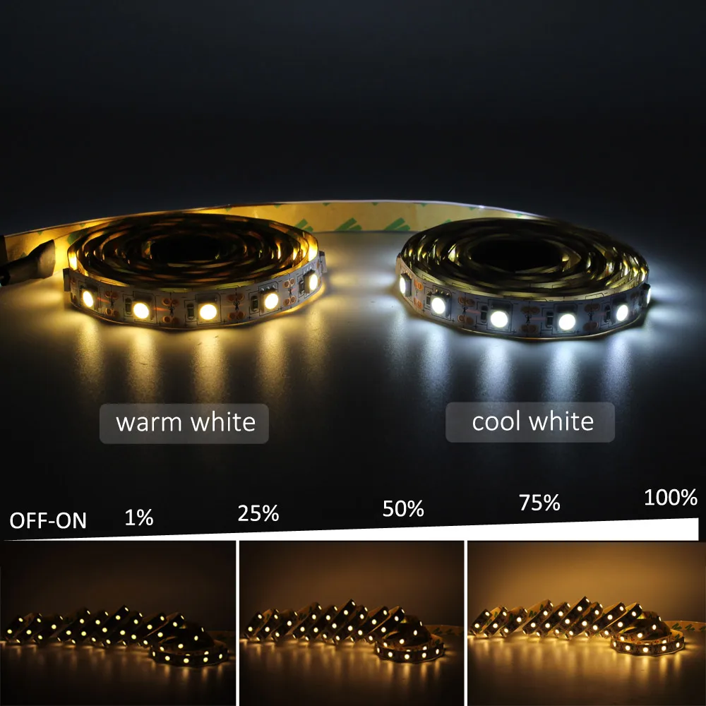 LED Strip Waterproof USB 5V SMD 5050 Touch Dimmable LCD TV Backlight Warm White Flexible USB LED Strip Tape Stripe Ribbon Light