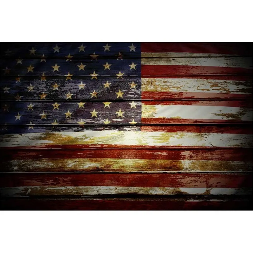 

Happy 4th of July American Flag Photography Backdrop Vinyl Painted Kids Children Retro Wood Photo Studio Backgrounds Horizontal