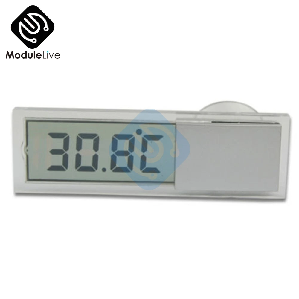 Mini LCD Digital Display Auto Car Thermometer With Suction Cup AG10 Button Cell Battery Temperature Measuring Range -20 -110