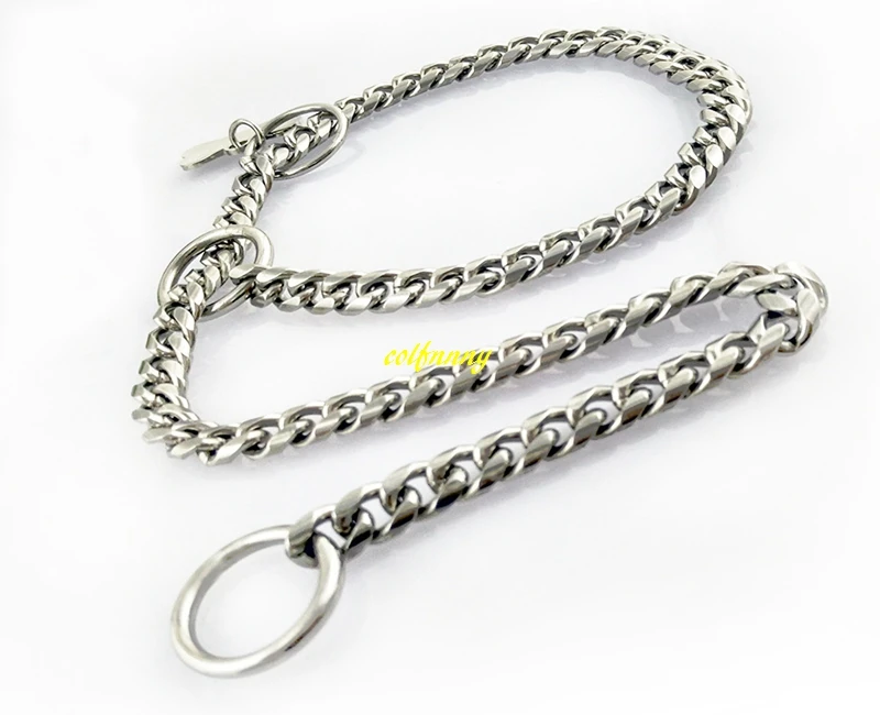 

100pcs/lot Snake Chain Dog Training Collar Pet Show Collar Heavy Duty Metal Chain P Choke Collars Strong Silver Chrome Gold