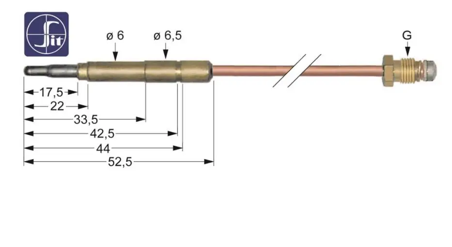 SIT Thermoelement Lange 600mm Steckhulse  6,0(6,5)mm