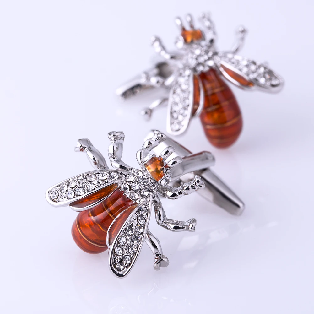 KFLK Jewelry shirt cufflinks for mens Brand Crystal Cuff link Wholesale Luxury Button Male High Quality Animal Bee guests