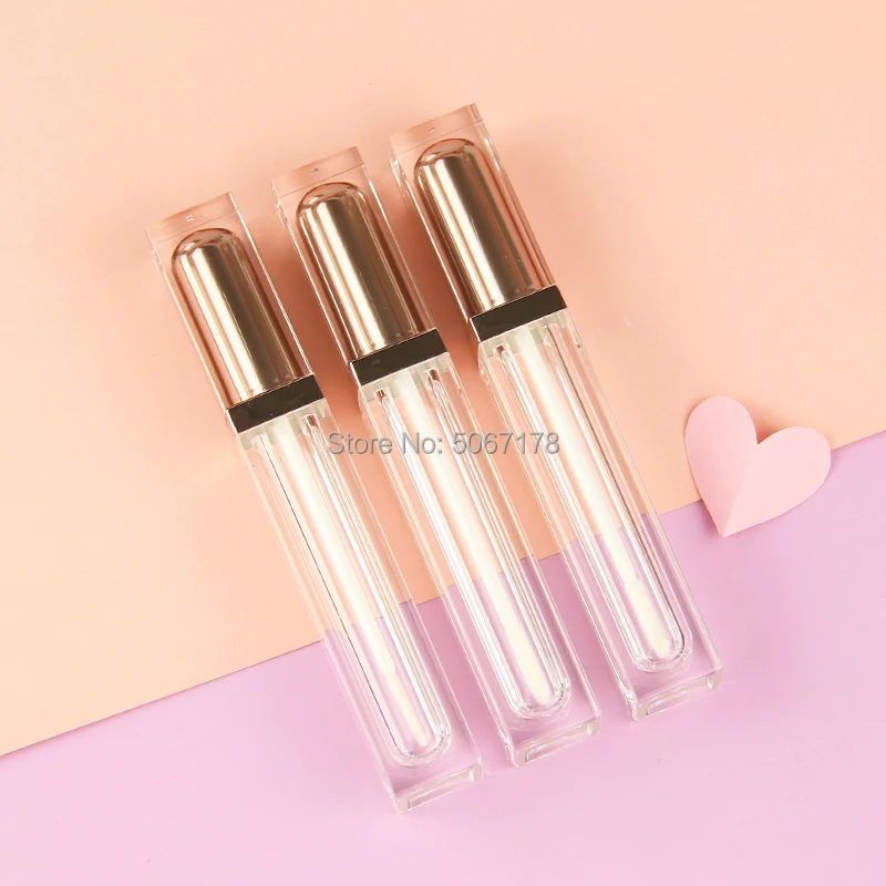 

10/30/50pcs Square Rose Gold Lip Gloss Bottle,DIY Empty Cosmetic Lip Oil Refillable Tube, Liquid Lipstick Storage Container