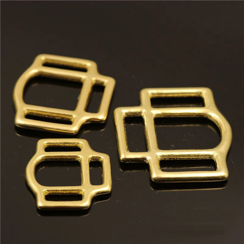 DIY solid brass three way belt buckle saddlery bag strap metal hardware 5pcs/lot