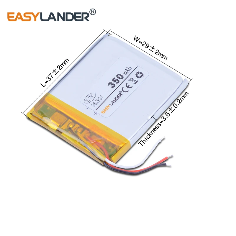 362937 3.7V 350mAh Rechargeable Lithium Li-ion Polymer Battery For pen MP3 DVR speaker toys Bluetooth 353038 363036