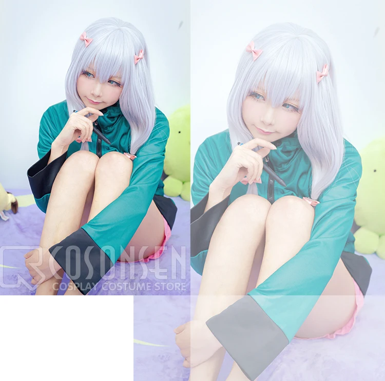 

COSPLAYONSEN Eromanga Sensei Izumi Sagiri Hoodie Blue-green cosplay costume full set