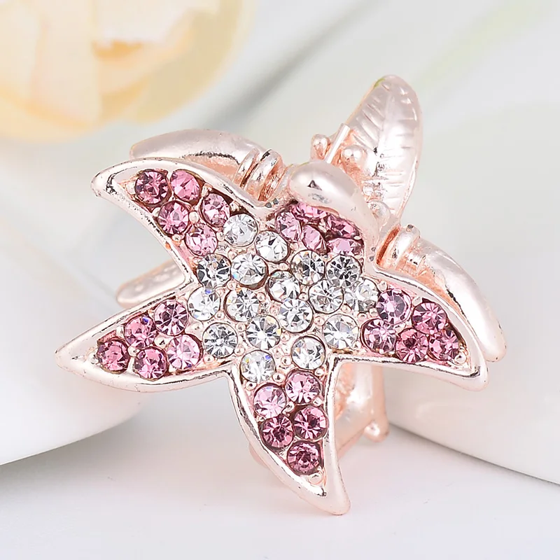 EASYA 2022 New Hair Accessories Fashion Sparkling Rhinestone Crystal Starfish Hair Crab Claw Women Girls Hairwear Ornaments