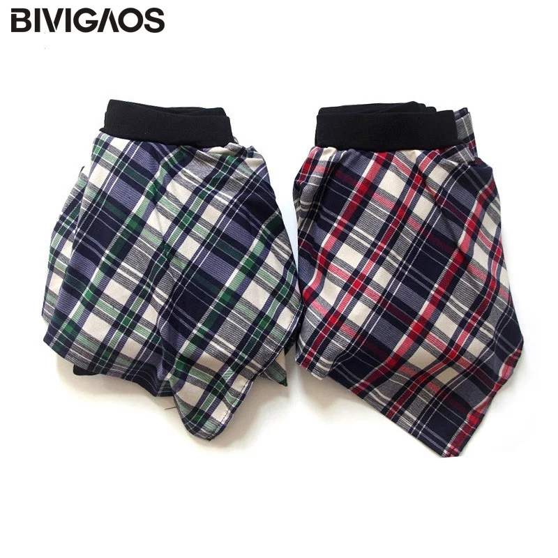 BIVIGAOS-لباس ضيق قطني نسائي كوري غير رسمي ، قميص منقوش من قطعتين ، قاع قوطي ، تنورة ، بنطلون تدريب