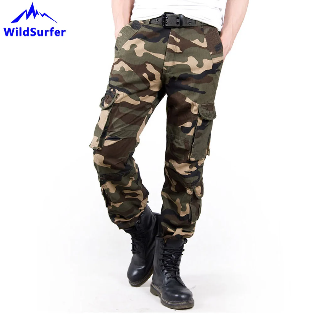 Military Tactical Trousers for Men, Hiking Camo Pants, Multi Pockets, Large Size, Trekking