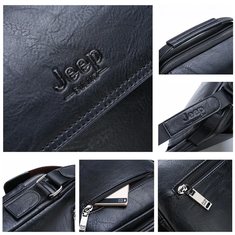 JEEP BULUO-Bolsos de cuero de marca para hombre, bandolera de hombro a la moda, bolso de mano cruzado informal, nuevo estilo, 100%, alta calidad