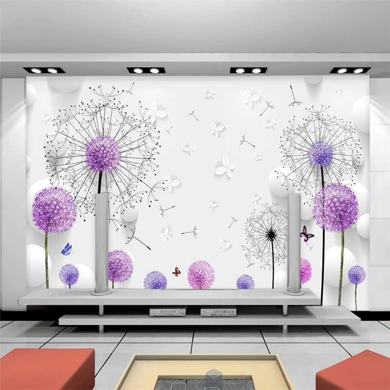 

wellyu papel de parede para quarto Custom wallpaper 3D ball dandelion butterfly living room TV wall wallpaper for walls 3 d