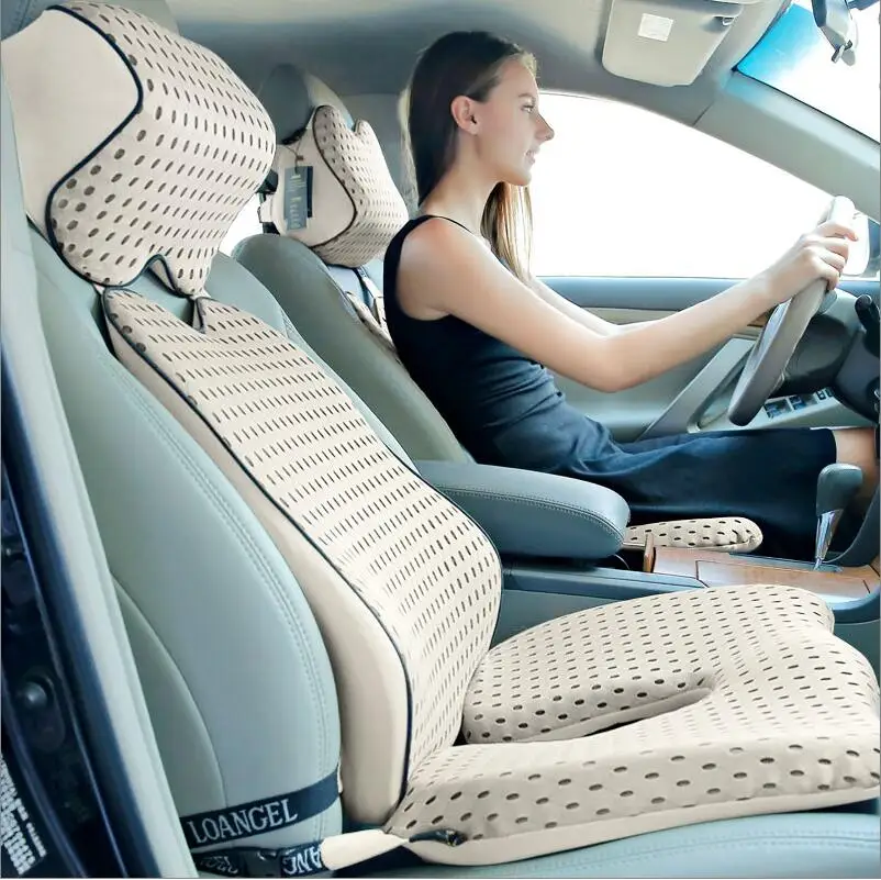 High Quality Car Cushion Set Memory Foam Car Lumbar Support Set Back Lumbar Neck Pillow Seat Cushion for Driving Office Home