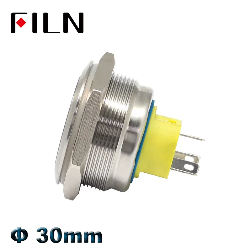 30mm red bi-color RGB led Metal Push Button Switch momentary latching waterpoof 2no2nc pushbutton switch on off stainless steel