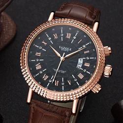 YAZOLE Wrist Watch Men Top Brand Luxury Business Men Watch Fashion Roman Waterproof Men's Watch Leather Clock relogio masculino