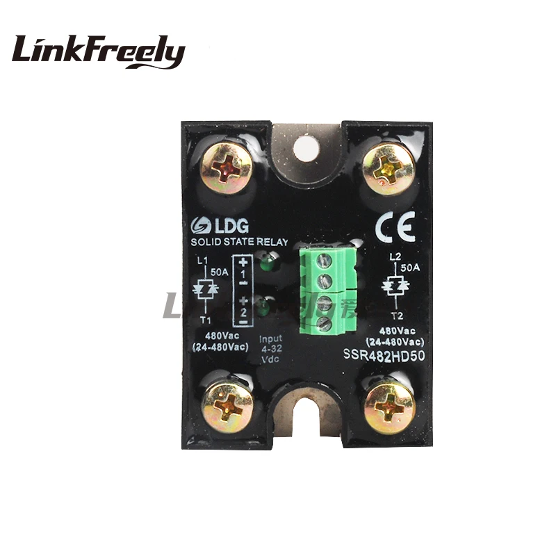 SSR482HD50  50A  input4-32VDC output 24-480VAC two loop circuit  Solid State Relay  LED indication Industrial SSR relay