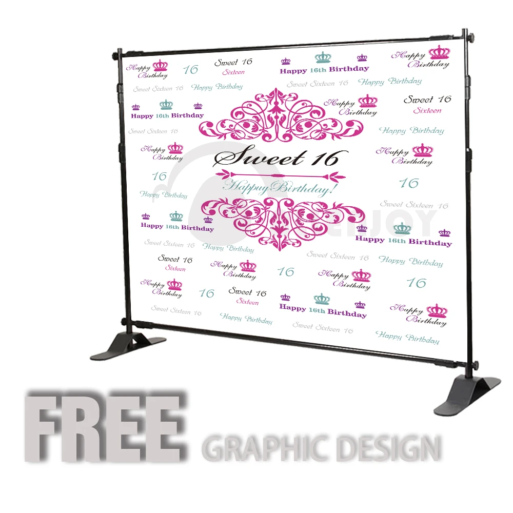 Allenjoy Girls Birthday backdrops Step and Repeat Background Pink princess party banner Invitation celebration Party customize