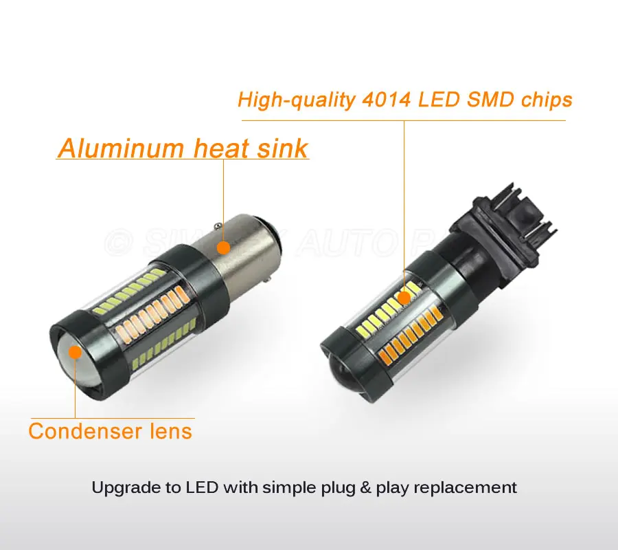 1 Pcs 1157 BAY15D T25 3157 T20 7443 Led 4014 66 SMD Auto Car Bulbs Turn Signal Lights Brake Lamp 12V Dual-Color White Amber