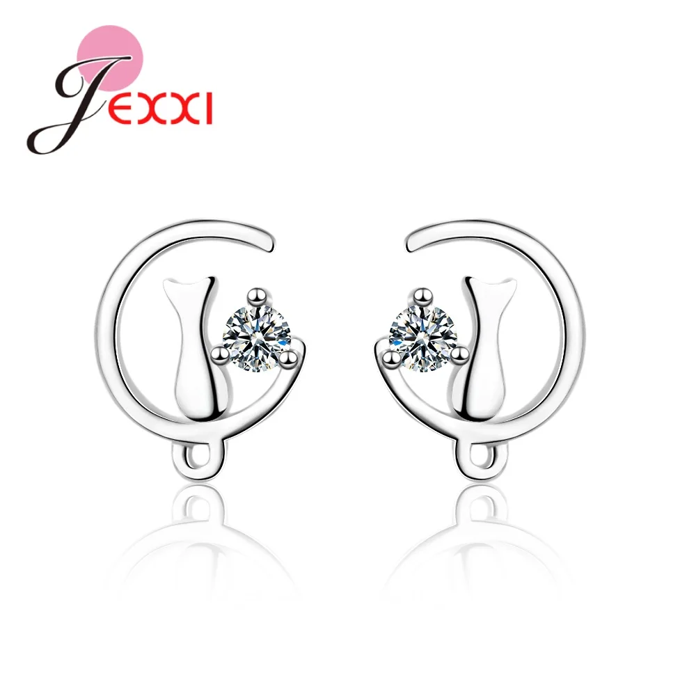 New Arrival 925 Sterling Silver Korean Style Dedicate Women Gemetric Stud Earrings Cubic Zircon Earrings Bijoux Femme Wholesale