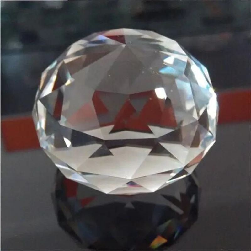 2pcs/lot 50mm Glass Crystal Faceted Ball Flat Back Paperweight Fengshui Part For Sale