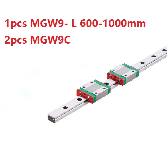 1pcs Original HIWIN linear guide/rail MGW9 -L 600mm/700mm/800mm/900mm/1000mm+2pcs MGW9C Mini blocks for 9mm Miniature CNC parts