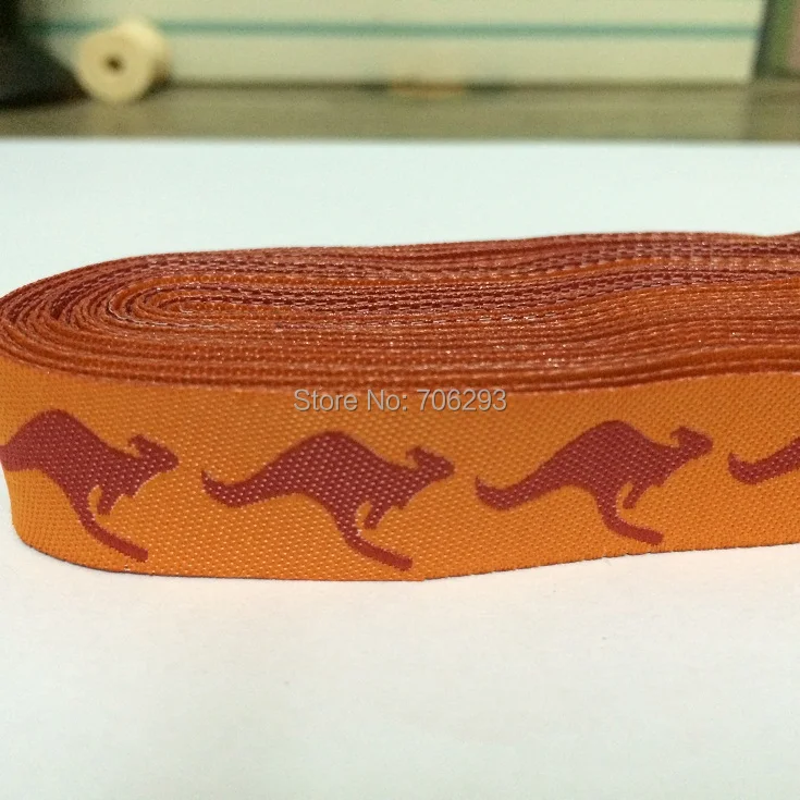 2014 NEW 5/8'' 16mm  Wide 10yard/sets orange color kangaroo Woven Jacquard Ribbon For Dog CollarKTZD20140714020