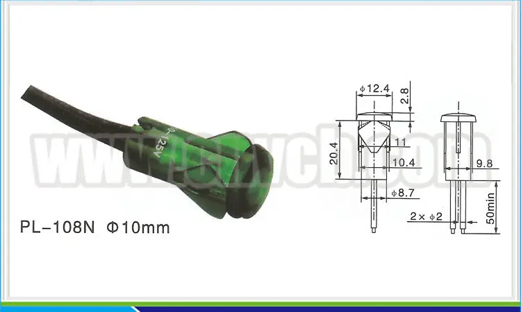 ZS73 green pilot light Hoge helderheid indicator panel Plastic pilot indicator light