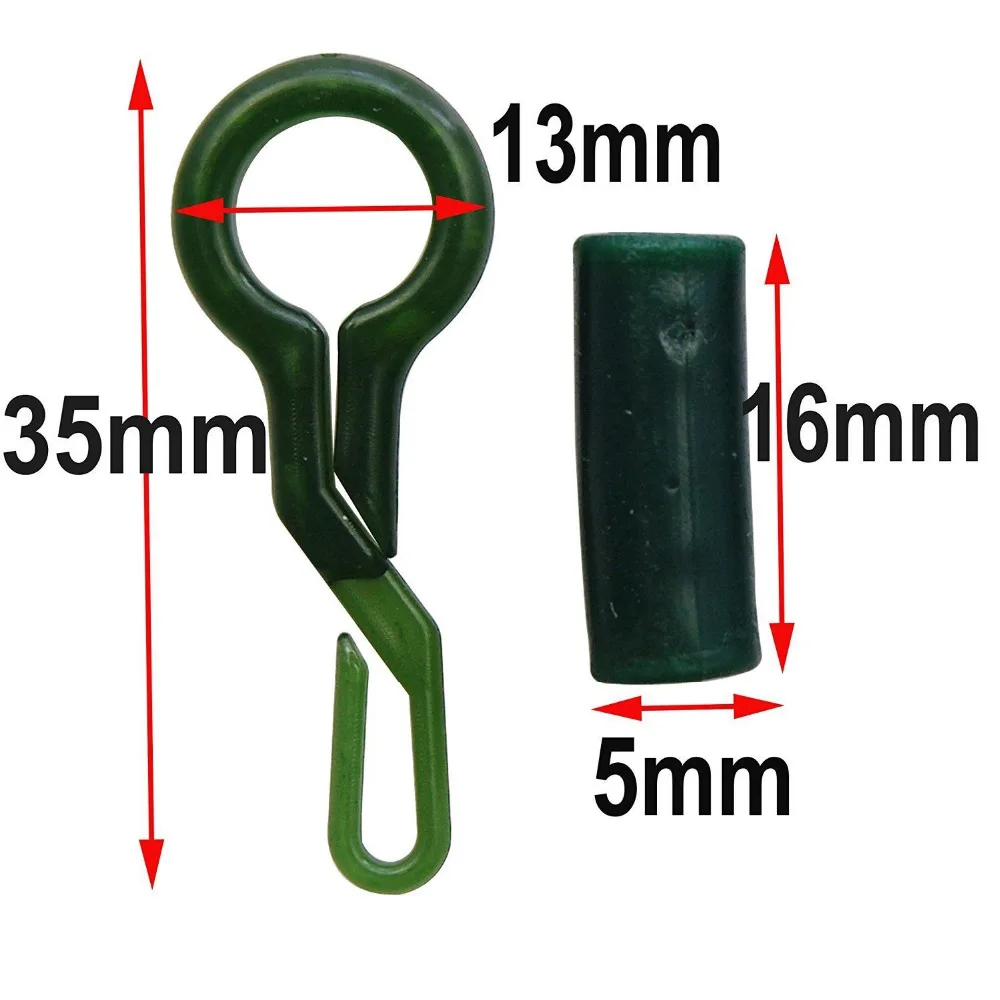 shaddock fishing 20pcs 3.5cm Back Lead Clips With Tube Green Plastic Rubber Carp Rigs Connector Carp Fishing Accessories Tackle