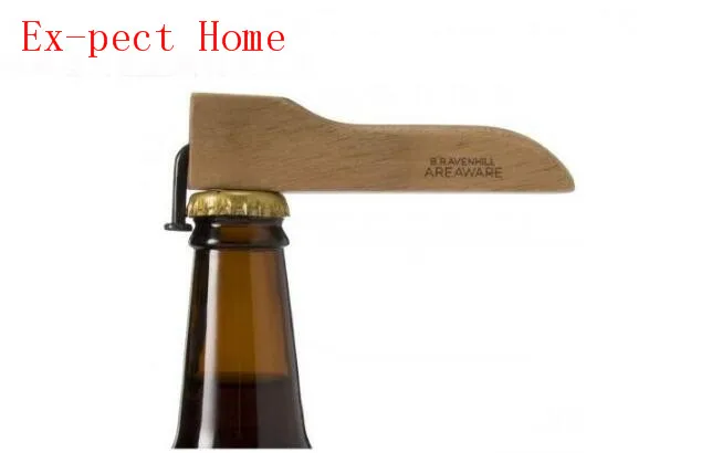 Creative Magnet Beer Bottle Corkscrew Coke Juice Beverages Opener Wooden Handle With Nail Design Environmental Practical