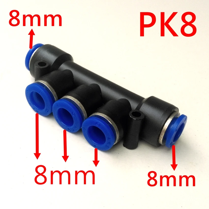 1lot Tube 4mm 6mm 8mm 10mm 12mm 5-way Push In Quick Joint Connector PK-4 PK-6 PK8 PK-10 PK-12Tube Fitting