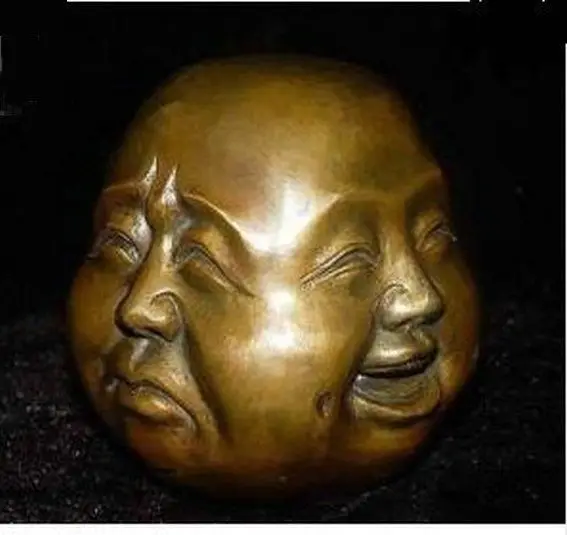 

Rare chinese tibet 4 faces buddha head statue decoration copper wholesale Decoration real Brassroom Art Statue