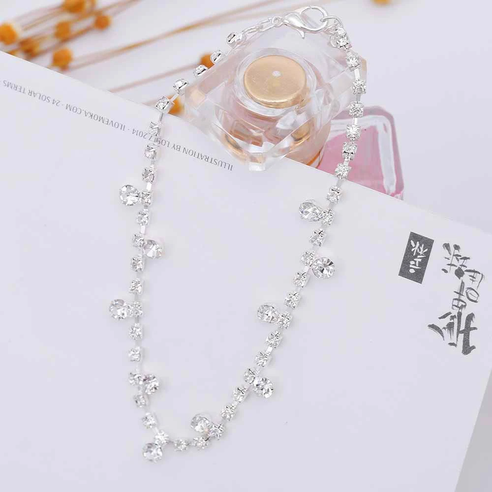 Fashion Luxury Silver Color Crystal Anklets for Women Handmade Anklet Bracelet Summer Beach Barefoot Sandals Foot Jewelry Ankle