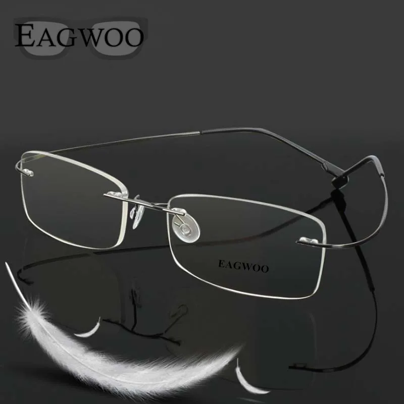 Stainless Steel Eyeglasses Rimless Optical Frame Prescription Spectacle Frameless Glasses For Men Eye glasses 080 Super Light