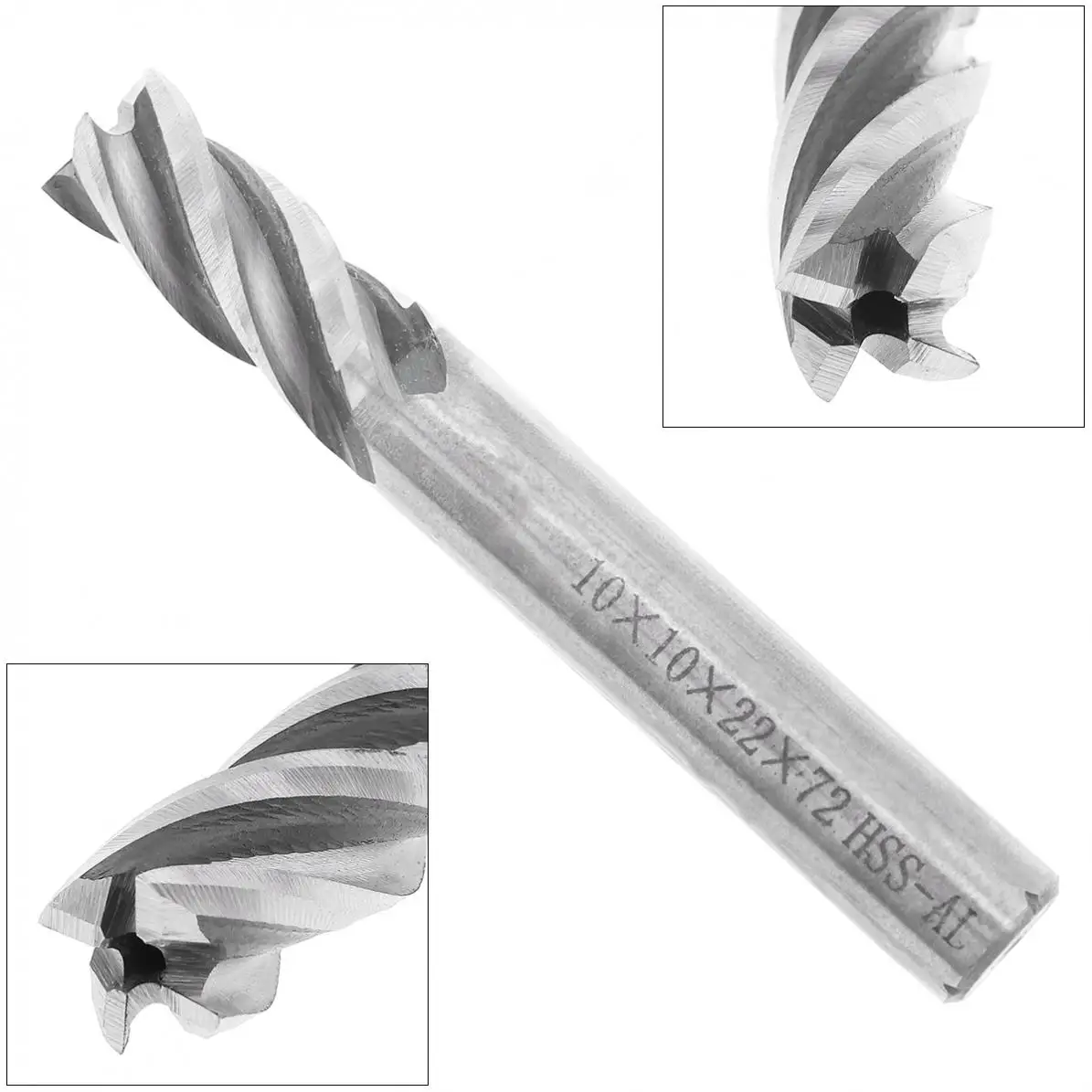 10mm 4 Flute HSS & Aluminum End Mill Cutter with Super Hard Straight Shank for CNC Mold Processing Hollow Cutting