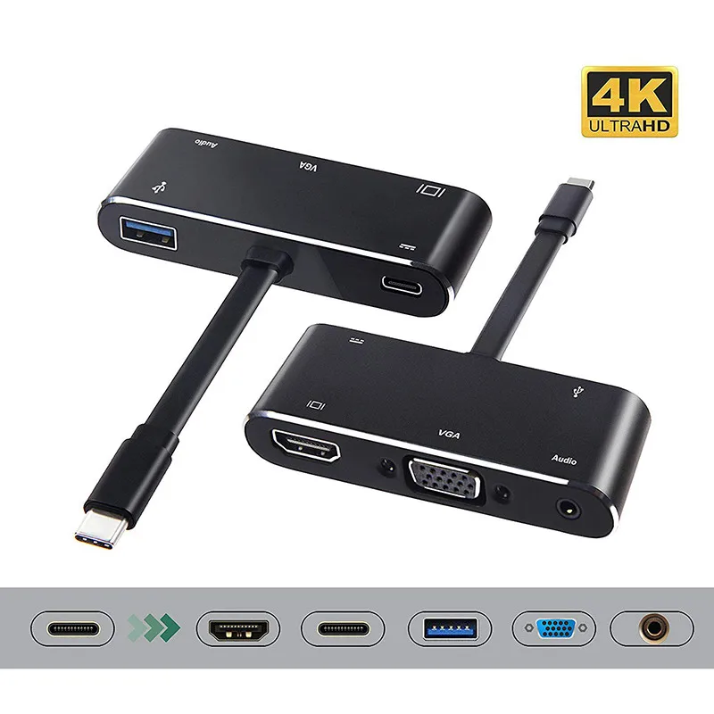 USB C HUB Audio to HDMI-compatible VGA USB 3.0 Adapter Dex Station for Samsung S8 S8 Plus Note 8 For Nintendo Switch MacBook