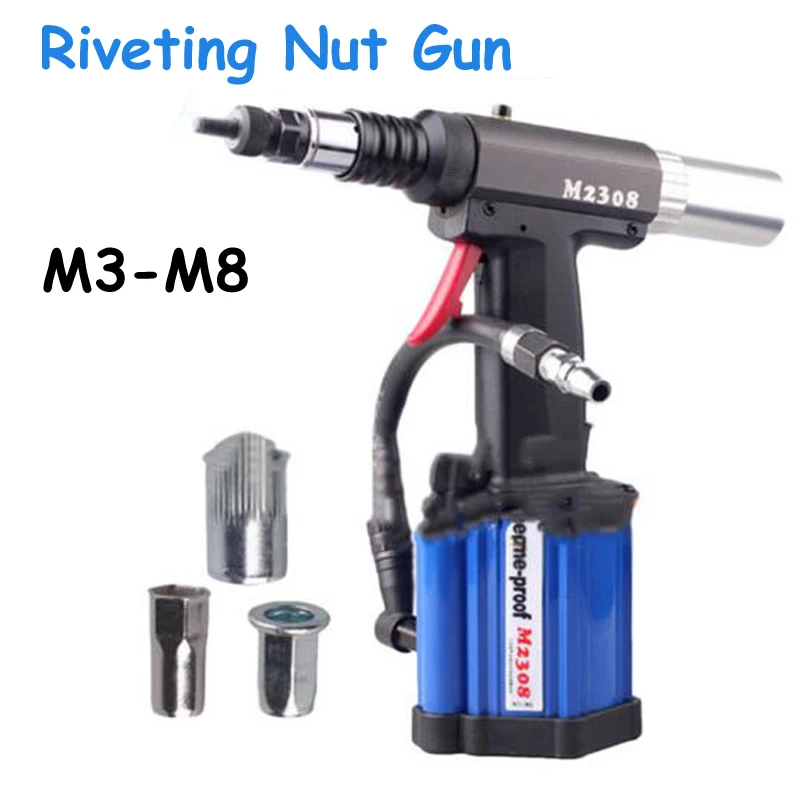 Pneumatic Riveting Nut Gun Automatic Pull Rivet Gun Riveters Applicable to M3 - M8 Rivet Nut M2308