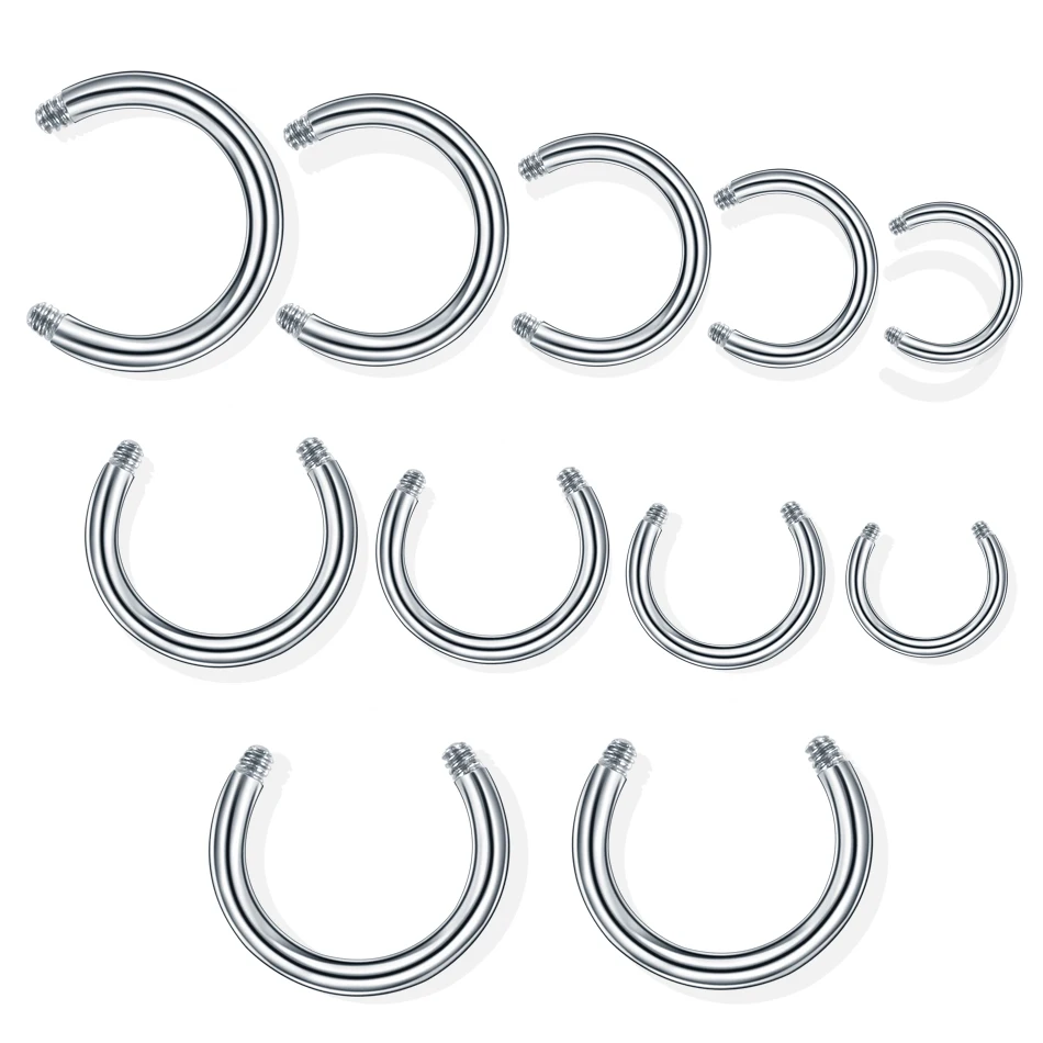 100pcs/lot Steel Horseshoe Piercing Bar Nose Earring Septum Cartilage Piercing Bar Replacement Accessories Piercing Body Jewelry