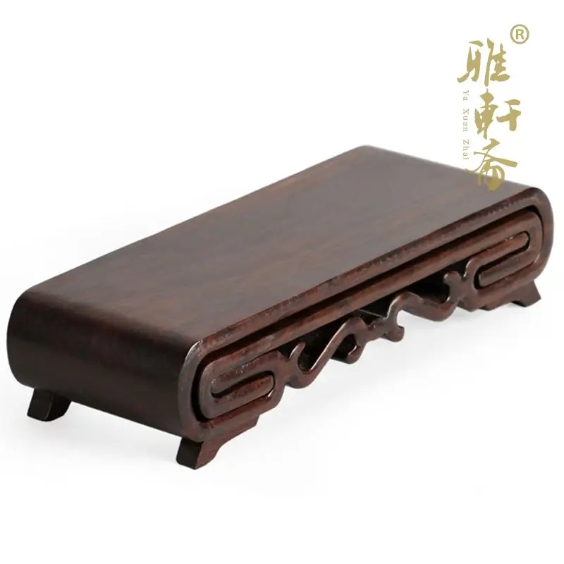 H Zhai stone base mahogany Crafts Gallery jade carving Book seal base black Catalpol