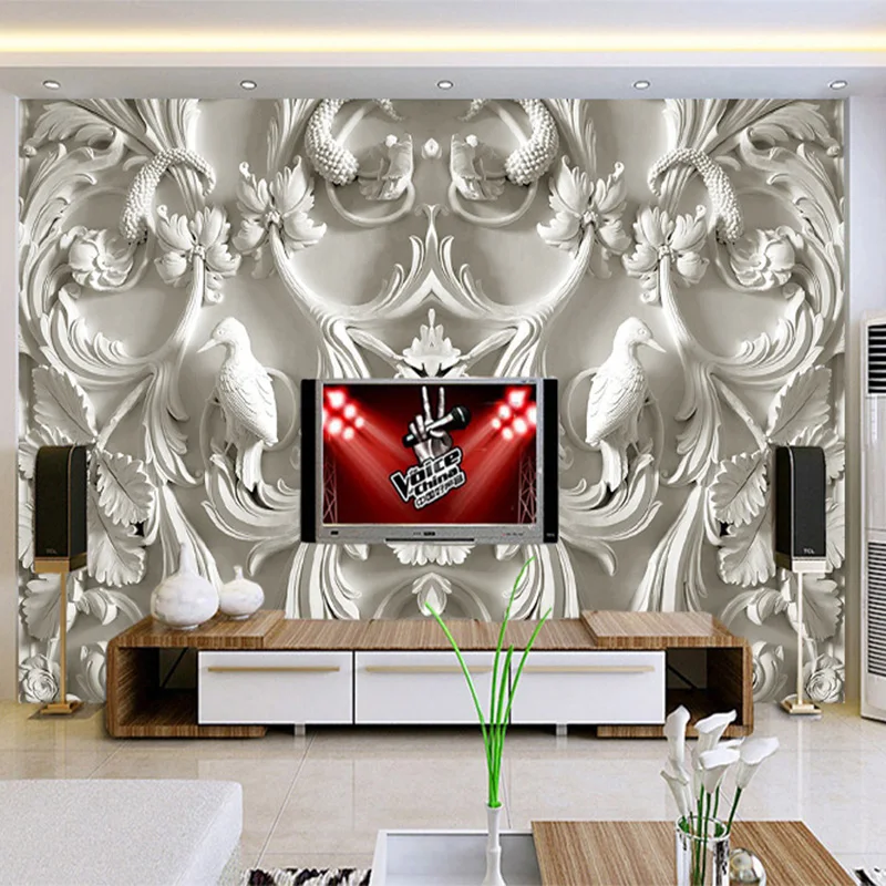 Classical Mural European Style Relief 3D Stereoscopic TV Background Wall Murals Living Room Hotel Interior Home Decor Wallpapers