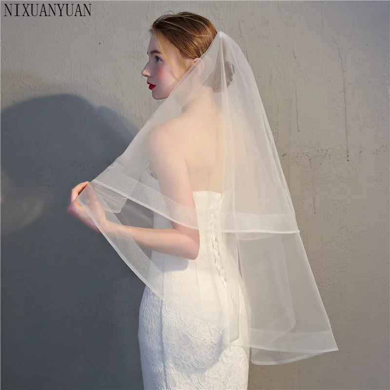 Voile de mariée en Tulle, Simple, court, ivoire, blanc chaud, pour mariée, accessoires de Mariage, bon marché, livraison gratuite, 2021