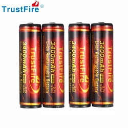 4pcs TrustFire 3.7V 18650 Li-ion Battery 3400mAh Rechargeable Lithium Battery with PCB Protected for Flashlight Headlamp