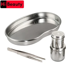 Bandeja esterilizada en forma de riñón de acero inoxidable, tarro, contenedor, botella, pinzas, accesorio de tatuaje cosmético quirúrgico Dental