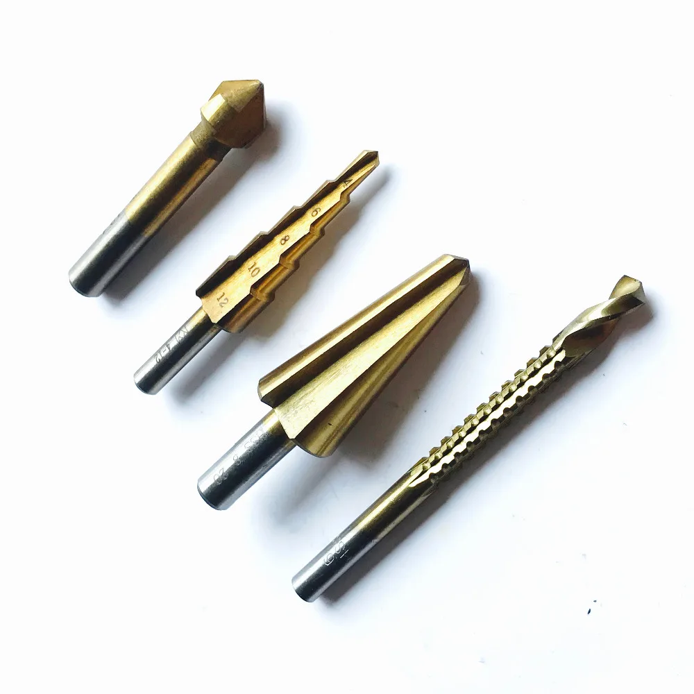 Free Shipping 4pcs Of Hss 4241 Sawing&drilling/step Drill/chamfering/ Umbrella Drill/bit Set/mini Drill Bits Set