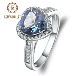GEM'S BALLET 925 Sterling Silver Heart Shape 2.47Ct Natural Iolite Blue Mystic Quartz Gemstone Rings For Women Fine Jewelry
