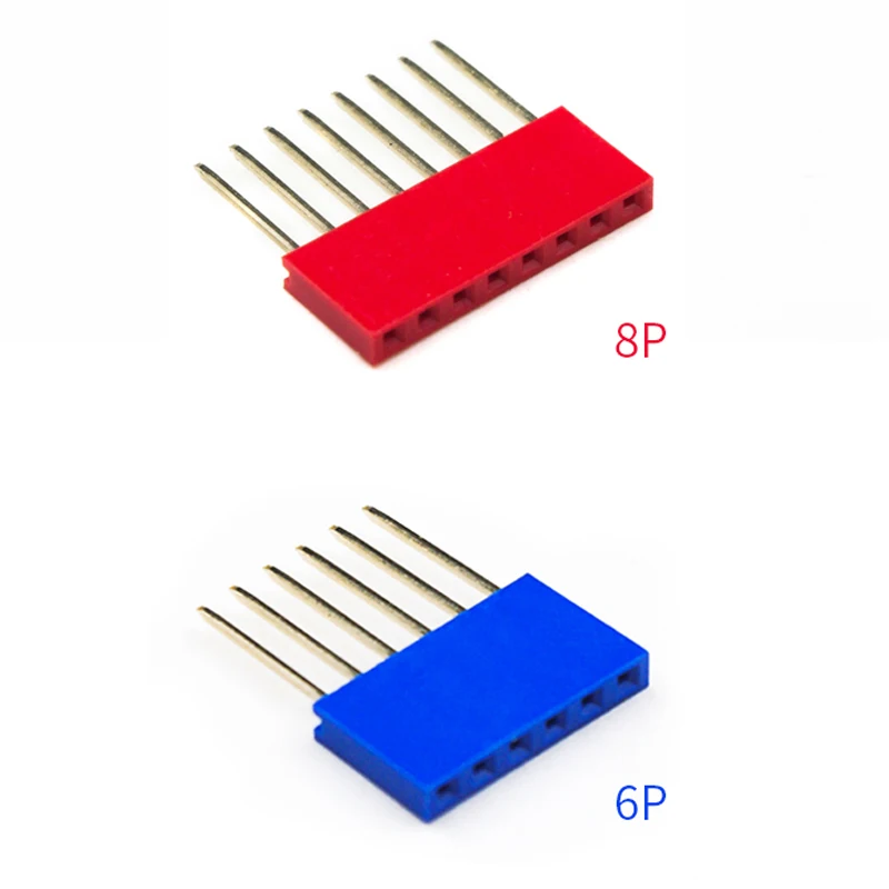 60pcs Colored 2.54mm Single Row Straight Pin Header Female Socket 11mm Long Pin PCB Connectors