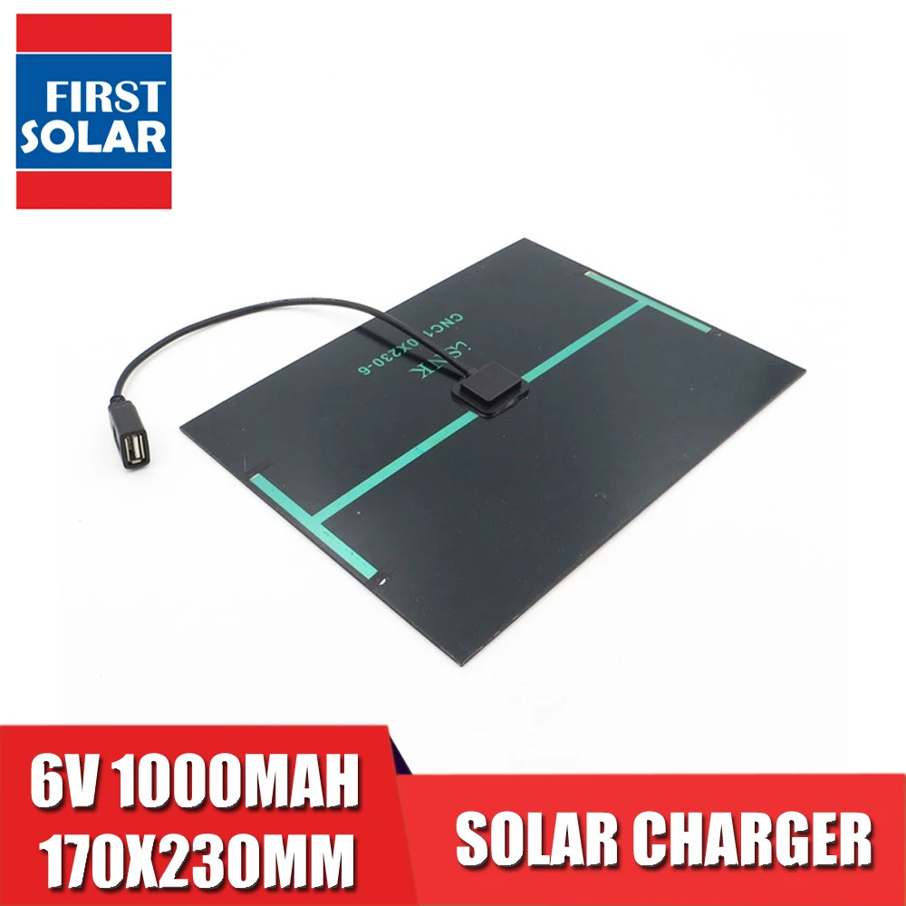 6V 1000mAh Solar Panel Charger 6Watt Polycrystalline Bluetooth speaker Powebank Digital camera 5V USB output 6VDC