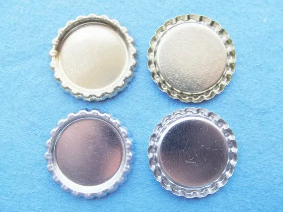 15pcs Shine Silver tone/Golden Evenly Flat Bottle Cap,Blank Crown Caps,fit 1