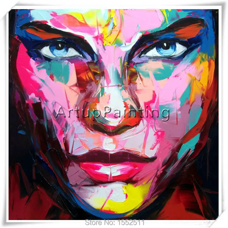 

Portrait Face Oil painting Palette Knife Impasto figure canvas Hand painted Francoise Nielly Wall Art Pictures for living room 4