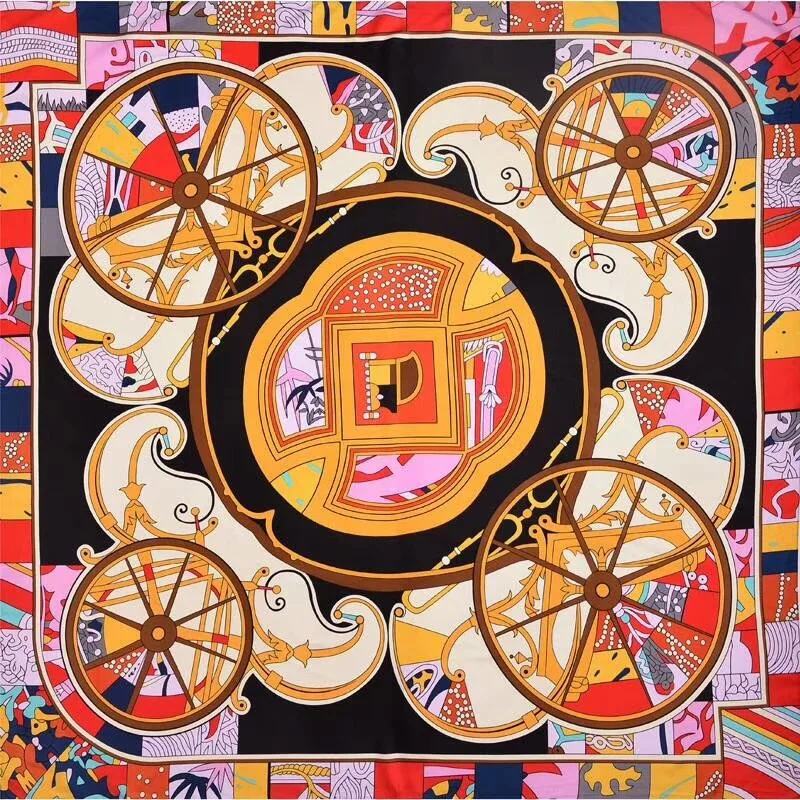 KOI LEAPING New Fashion Shawl carriage Printing high quality 130*130 Square Scarf Decoration Headdress headscarf Gift